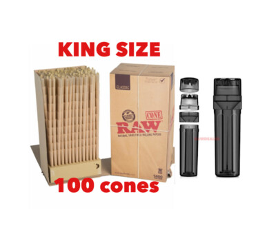 RAW classic king size pre rolled cone +new design portable 3in1 grinder