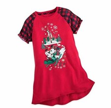 Disney Parks Girl's Minnie and Mickey Holiday Christmas Nightgown, Size 4