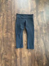 Lululemon Wunder Under Crop Leggings Capris Solid Black Size 8 Yoga Workout