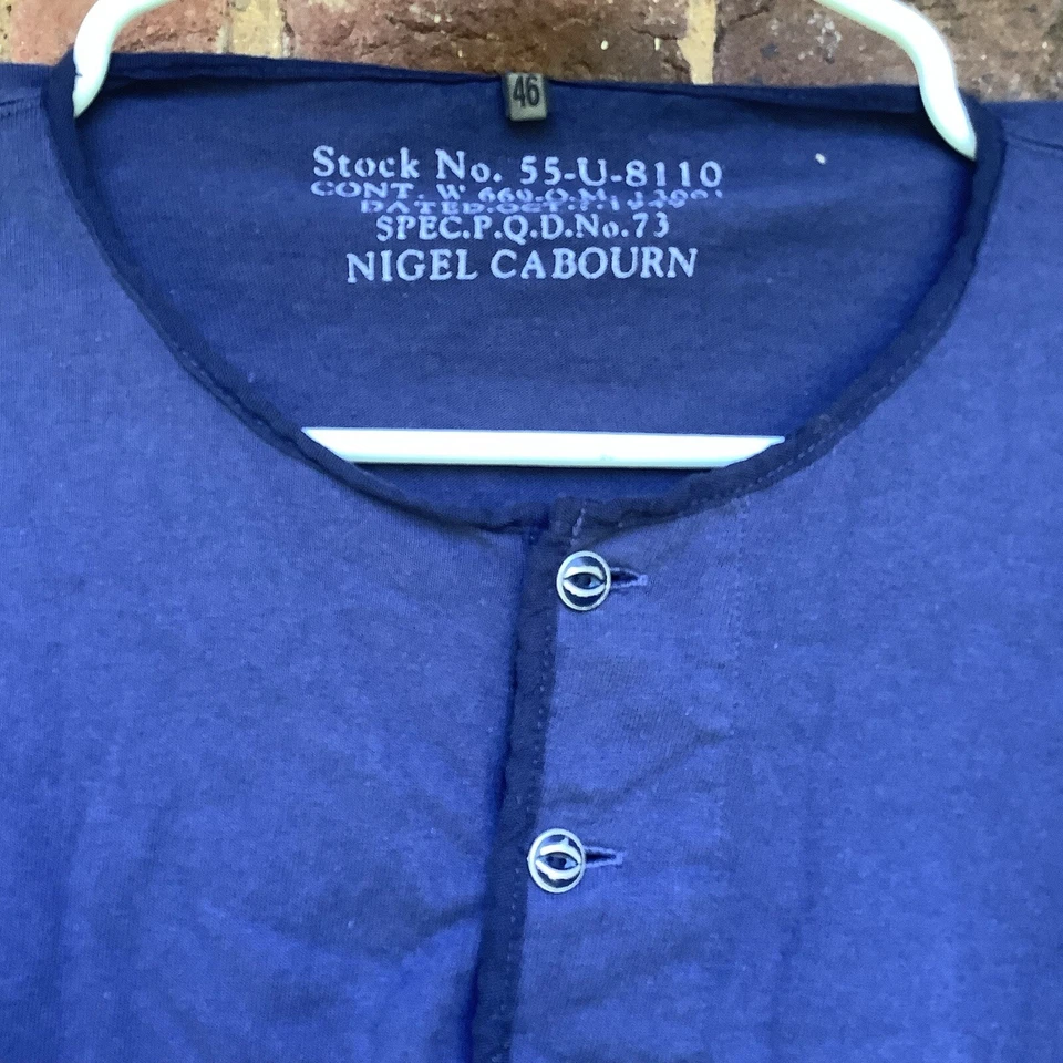 NIGEL CABOURN ALGODÓN AZUL MARINO Henley HECHO EN JAPÓN Talla 46 Exclusivo de Hong Kong Foto 2 de 3