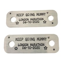 Personalised Name Marathon Race Metal Trainer Lace Tags - Running Gift Christmas