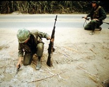 Engineer Battalion probes for an enemy mine 8x10 Vietnam War Photo 624