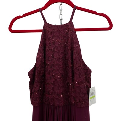 Nightway Full Length Side Slit Burgundy Dress Women's Size 4 | eBay