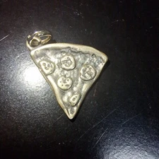 Pizza Slice sterling silver charm .925 x 1 Pizzas Piza Pisa charms.