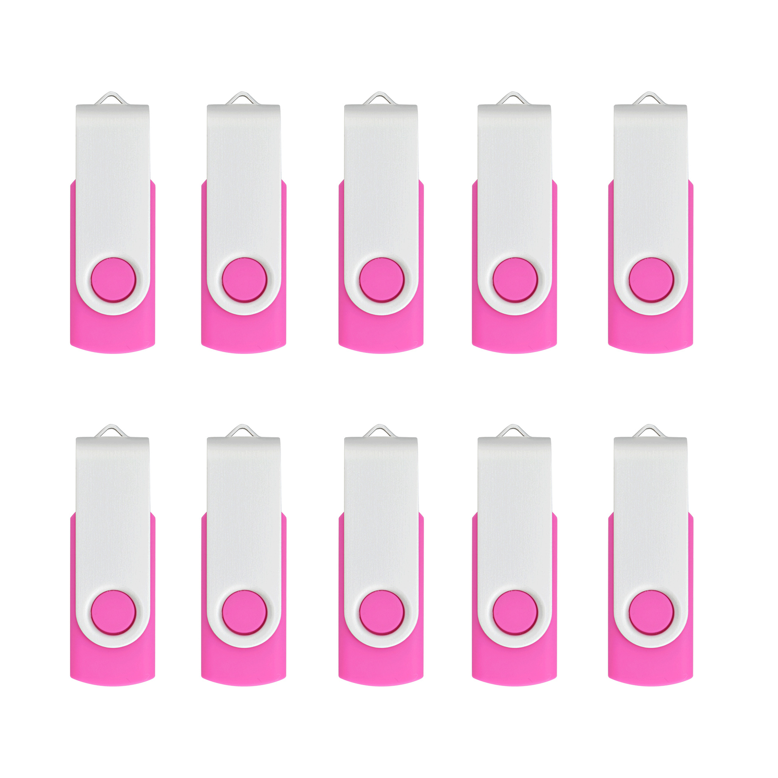 Kootion 10pcs 2GB USB 2.0 Metal Swivel Flash Drive 360° Rotating External Memory Stick