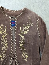 Roper Embroidered Tie Front Suede Jacket Size M