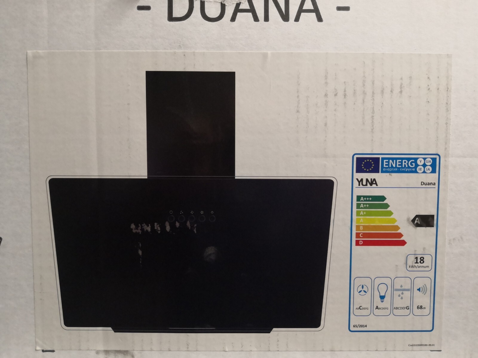 Cappa Cucina 60 cm YUNA DUANA Vetro Nero - Efficienza Classe A Modern
