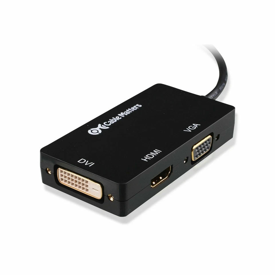 LOT 5-Cable Matters DisplayPort to HDMI/DVI/VGA Male to Female 3-in-1 Adapter - Image 2 of 4