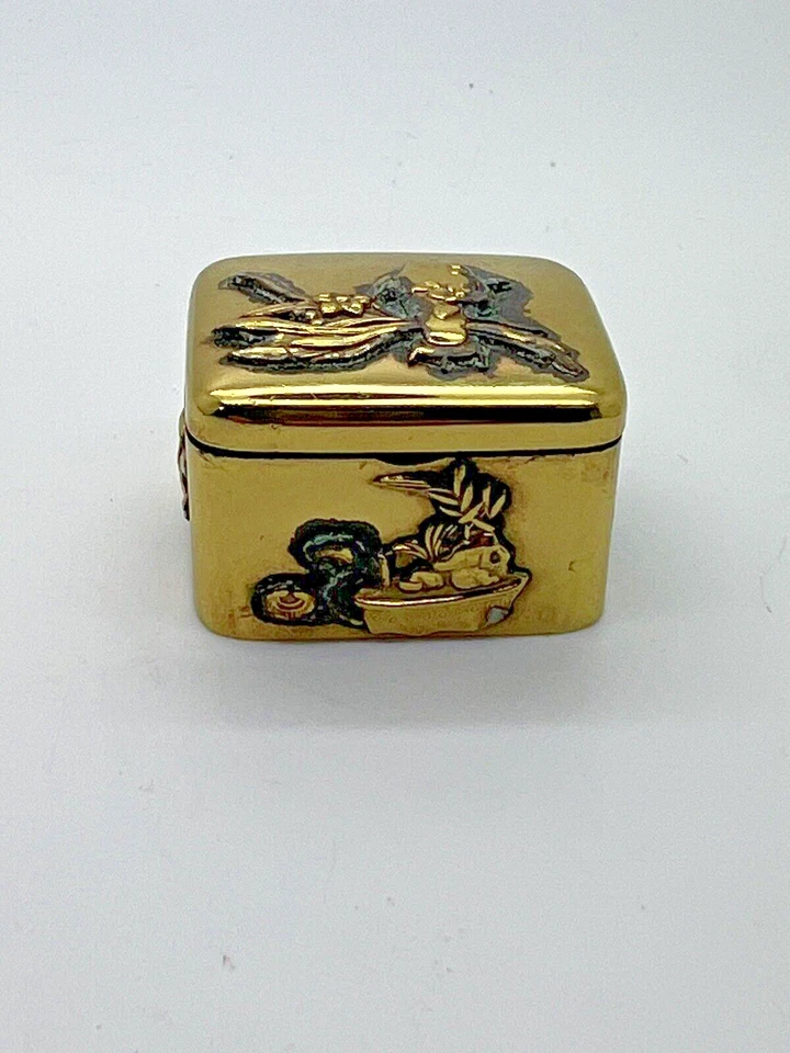 ANTIQUE JAPANESE MIXED METAL COPPER & BRASS STAMP BOX MEIJI PERIOD 1868-1912 D5 - Image 2 of 4