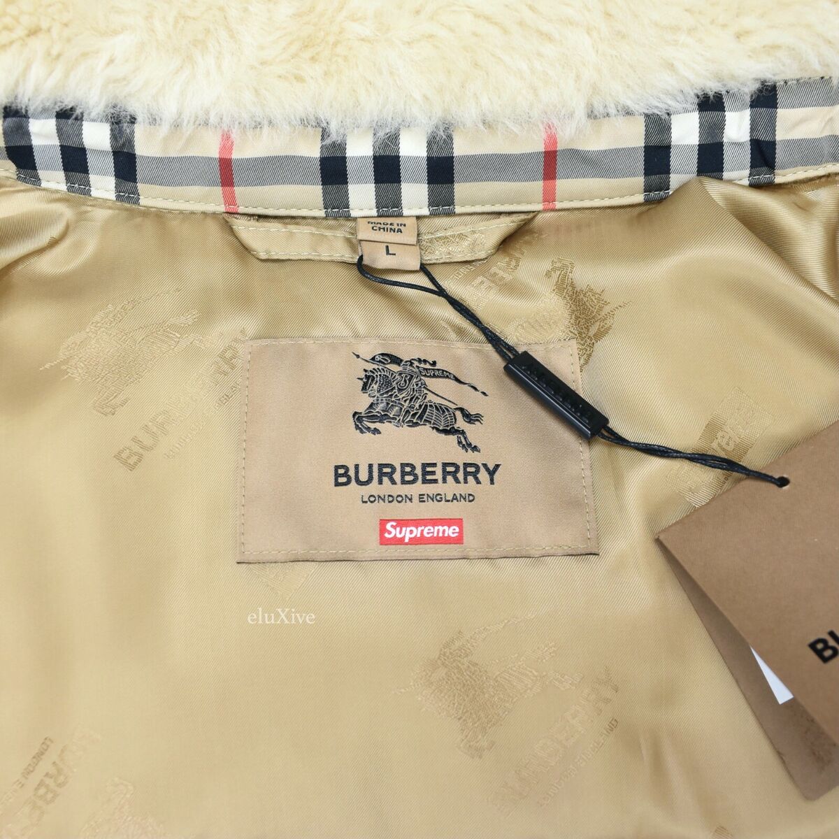 NWT Supreme x Burberry Nova Check Fur Collar Puffer Jacket NWT Supreme x Burberry Nova Check Fur Collar Puffer Jacket