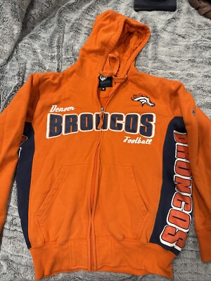 NFL DENVER BRONCOS G-III HANDS HIGH FULL ZIP PULLOVER HOODIE: SIZE MEDIUM