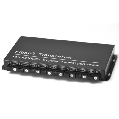 8 Port 100M Optic Fiber B Side to 2 1000M RJ45 Electrical Port Fiber Transceiver