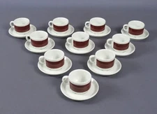 Italian Ceramic Coffee Service IPA Cups and Saucers Vintage 1960