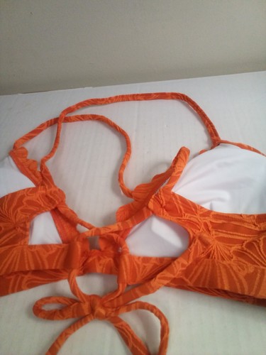 Cupshe Bikini Top Women XL Padded Cups Textured Scallop Trim Orange - Picture 12 of 13