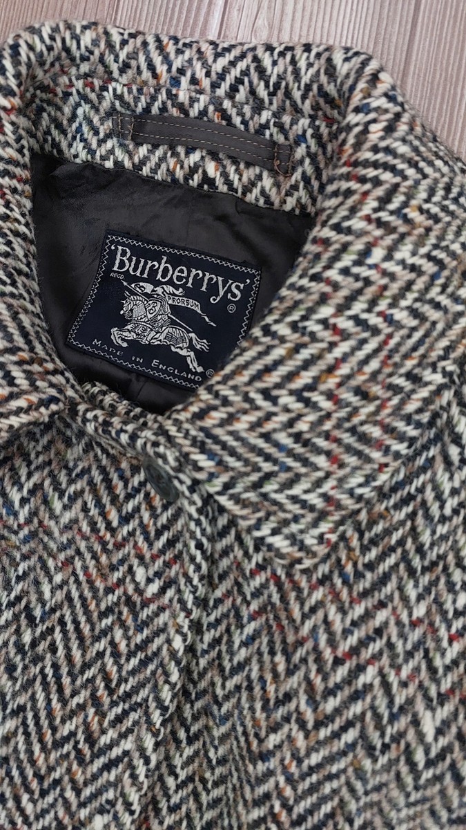 Vintage Burberry Irish Tweed Wool Coat Multicolor Size 14 Vintage Burberry Irish Tweed Wool Coat Multicolor Size 14