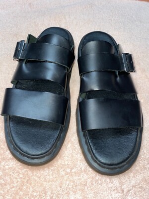Dr. Martens Men’s Brelade Black Leather Slide Sandals Size 8 Dr Martens Brelade Black Brando Leather Men Slide Sandals  main image 2