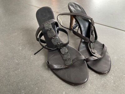 Zara Black Strappy High Heels with Ankle Strap Size 40