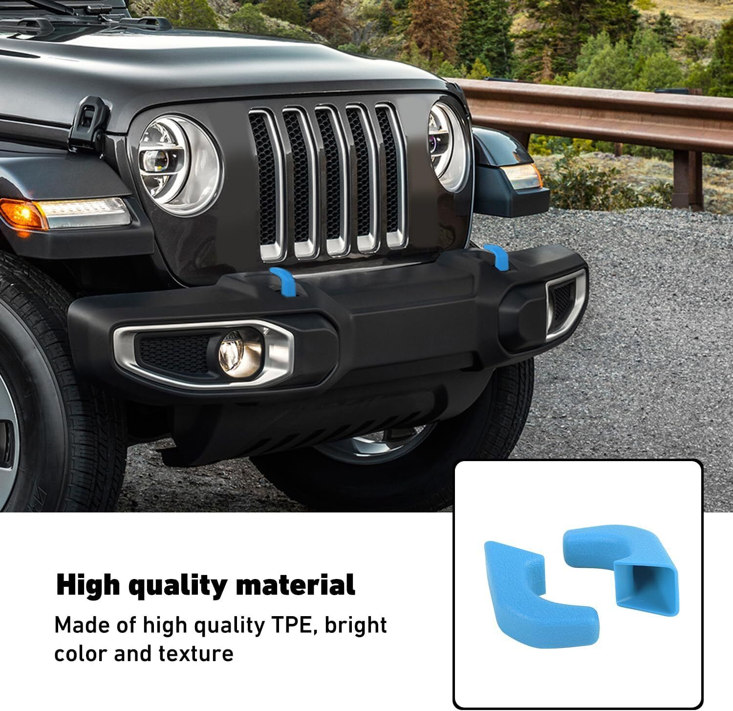 2pcs Front Bumper Tow Hook Cover Trim For Jeep Wrangler JK JL JT 07+ Accessories