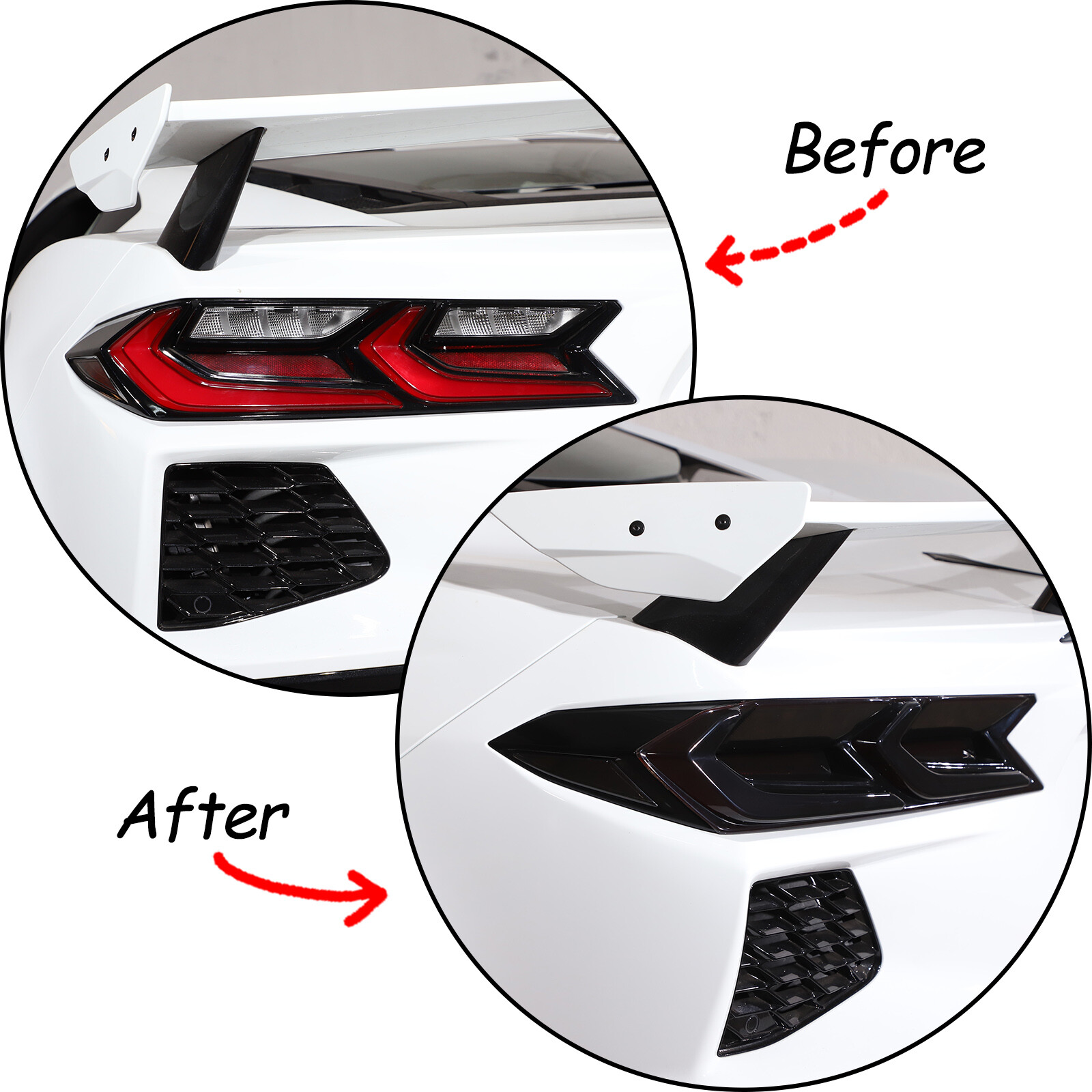 Rear Tail Light Blackouts Lens Taillight Smoked Trim Cover For C8