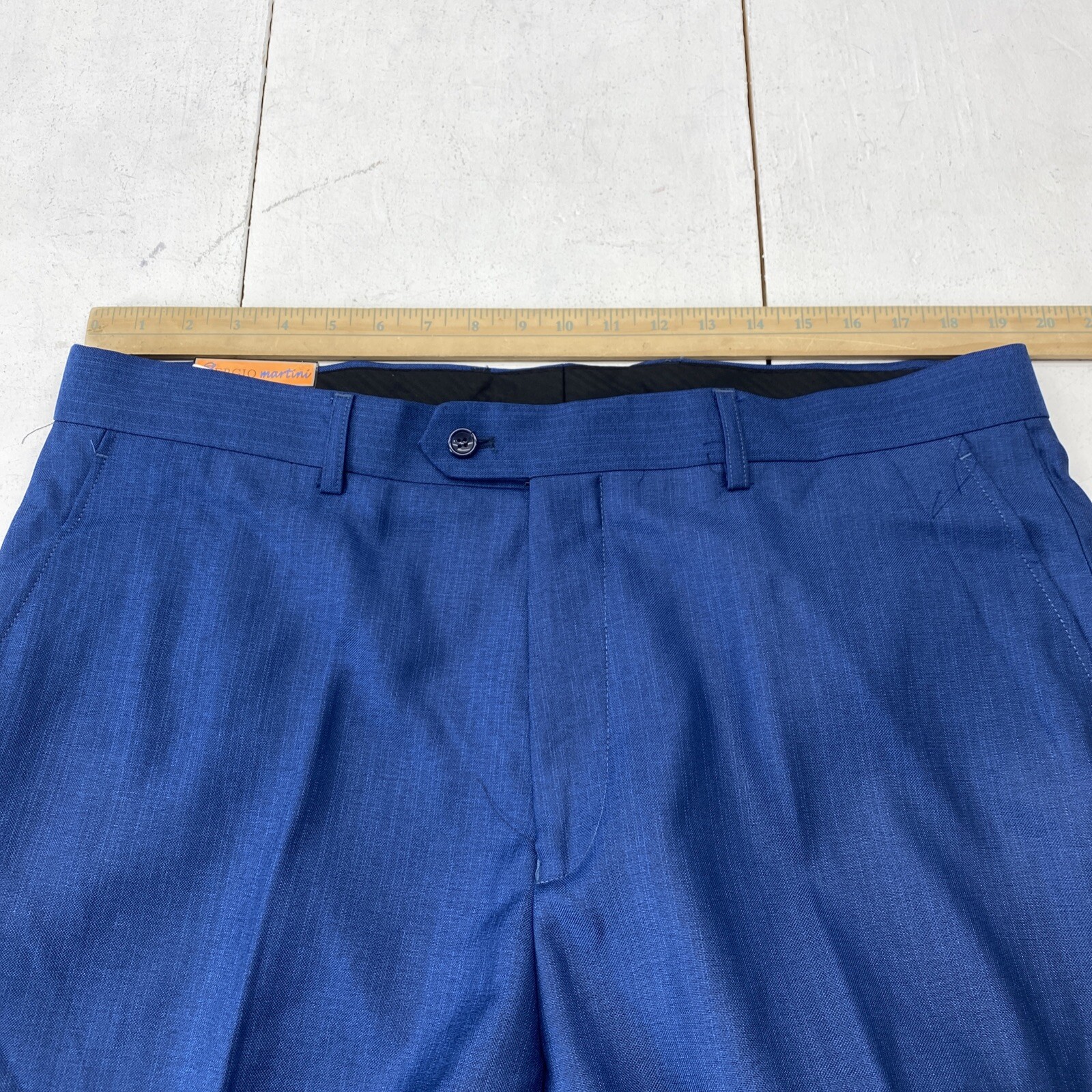 Sergio Martini Blue Flat Front Dress Pants Mens Size 40X36 New eBay