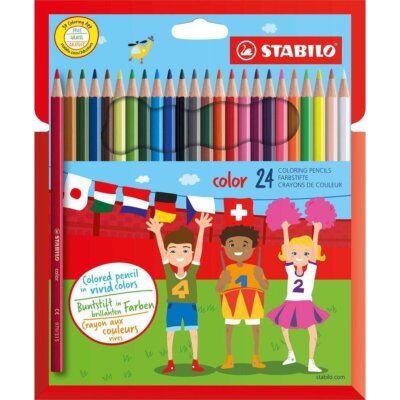 Buntstift - STABILO color - 24er Pack - mit 24 verschiedenen Farben inklusive 4