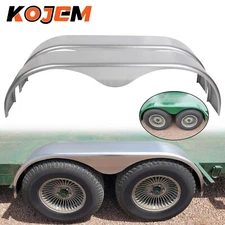 2PCS Tandem Double Axle Trailer Fenders Teardrop 66"L 18"H 9"W For 13"-15" Tires