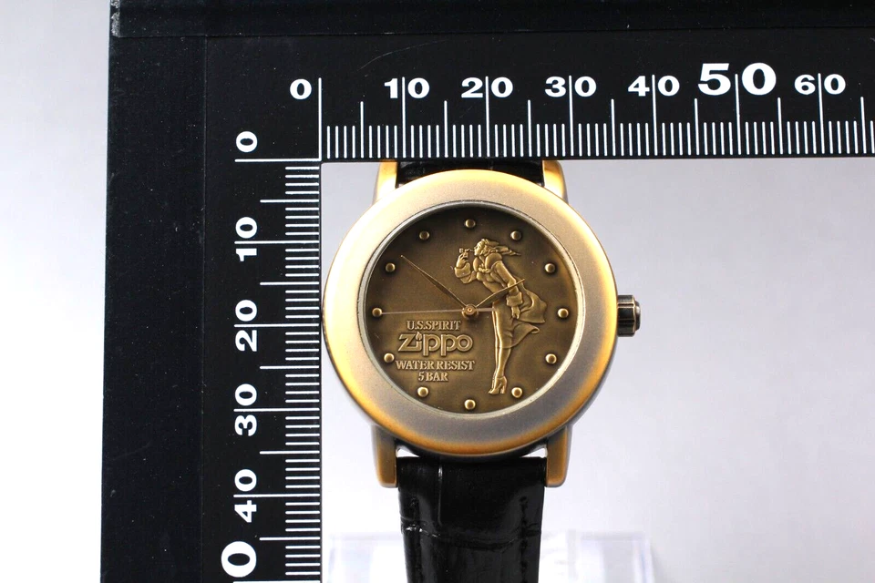 ¡Muy raro! *COMO NUEVO* Reloj ZIPPO Vintage Elegante Bronce UNI-SEX 34mm QZ de JAPÓN Foto 4 de 4