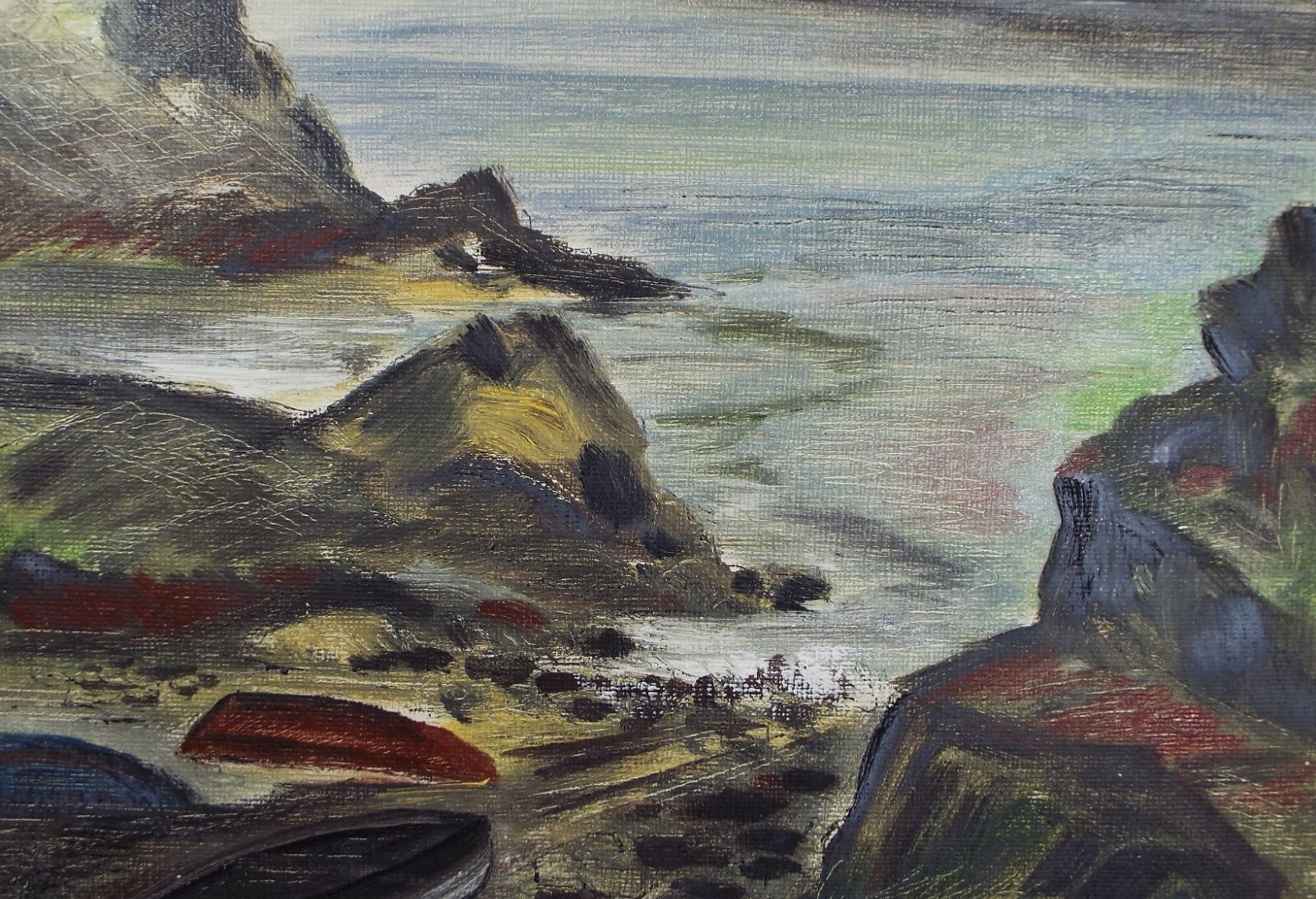 Original Oil, 'Rocky Coast', circa 1950, Harry Ousey (1915-1985)