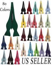 Men's Self tie Bowtie Quality adjustable neck band Satin Solid Pattern Colors US