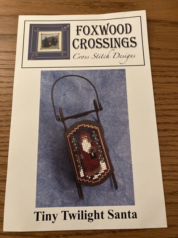Foxwood Crossing Cross Stitch Designs ~ Tiny Twilight Santa Sled New