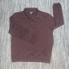Van Heusen Flex Mens Size XL Pullover Three Button Shirt Burgundy Long Sleeve
