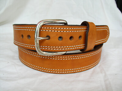 1 ½'' Lined 2 Ply Saddle Leather Gun Carry Work Dress Belt Heavy Duty Lifetime