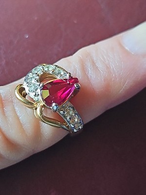  Laborgefertigter roter Rubin Ring 18K Gelbgold vergoldet