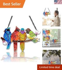 Stained Glass Window Hanging - Birds on A Branch Suncatcher for Window Doors ...
