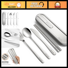 Travel Cutlery Set - 18/8 Stainless Steel Reusable Utensils with Case, Portable