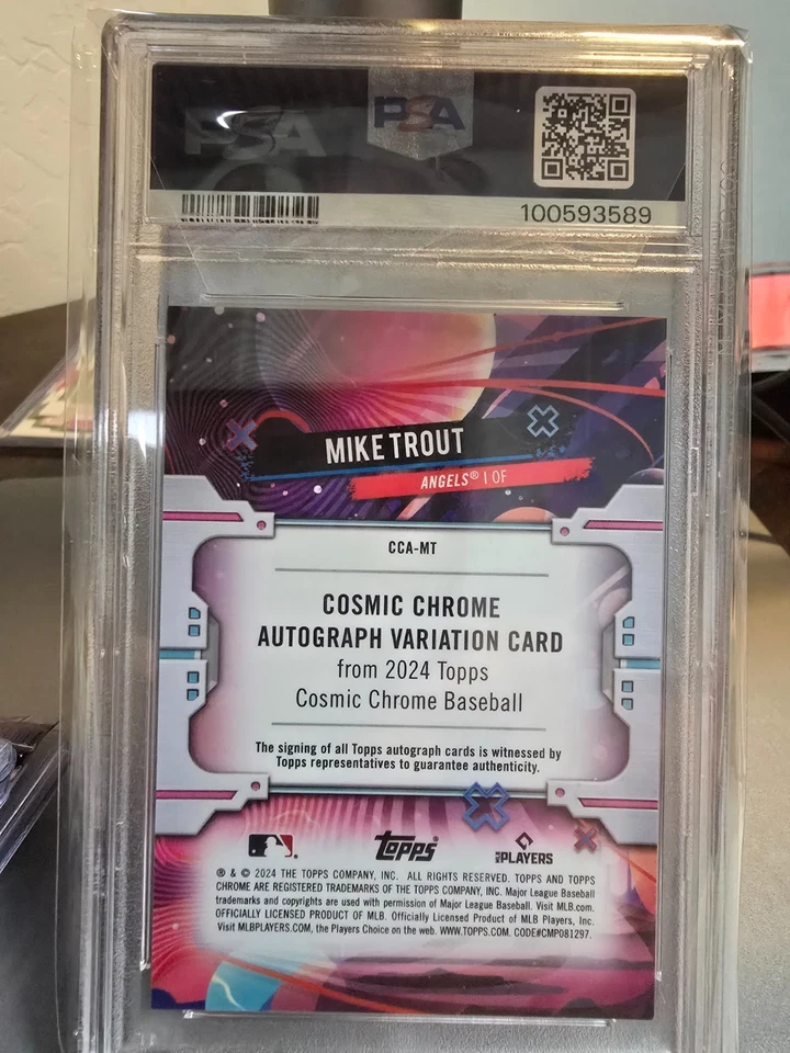 2024 TOPPS CHROME COSMIC AUTOS #MT MIKE TROUT /75 PSA 19 - Green Space low POP - Image 2 of 2