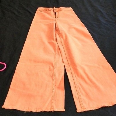 Billabong Peach Wide Leg Cropped Jeans Frayed Hem Women's Size 28