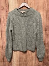 Loft Small wool blend knit sweater grey/green women  s top winter cozy