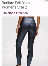 Luluemon Align LimitedAdd. Rib HR BlkNight/NvyBlue FoilShine Sz2 NWT! Great Buy!