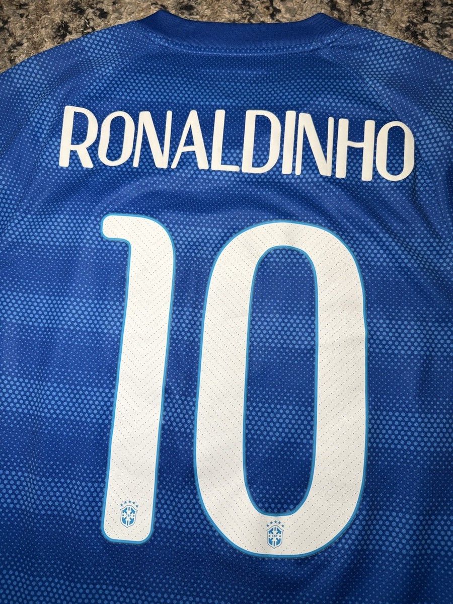 Ronaldinho #10 FIFA World Cup Brazil Nike Blue Jersey Kit Size