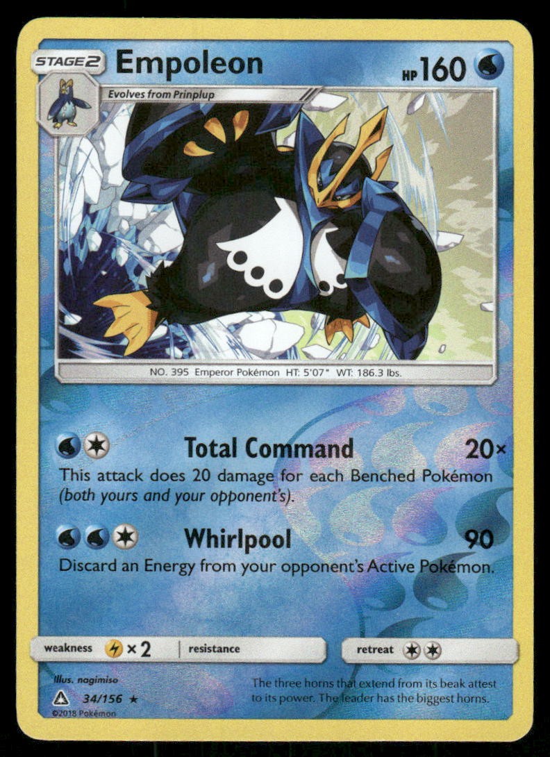 Empoleon 34/156 Rare Ultra Prism Pokemon Reverse Holo Near Mint