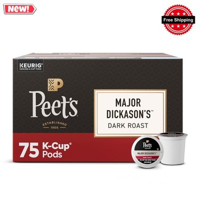 Peet's Major Dickason's Dark Roast K-Cup Pods 75 Count Free Shipping