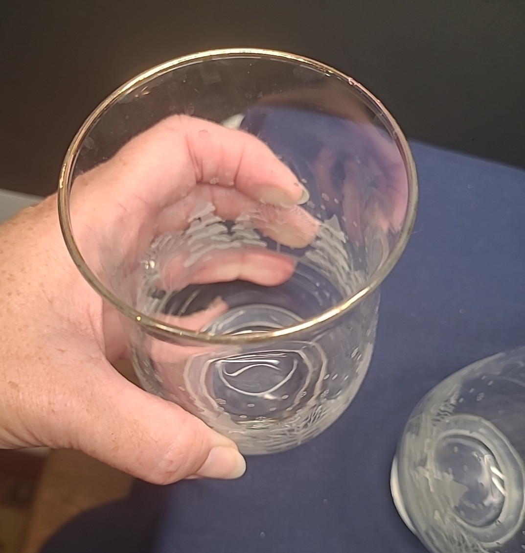 2 Lynn's China for Arby's "Pines" 10 oz Tumbler White & Gray Trees 5 1/4" Winter