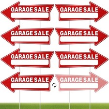7 PC 17x6" Double-Sided Garage Sale Arrows Yard Sign with 14 Stakes Large