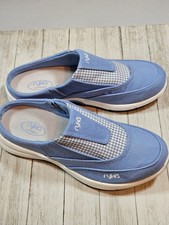 Ryka Blue Gingham Slip On Mules Women's 7.5