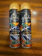 Lot Of 2 Glade Spray Sultry Amber Rhythm - Black Rum - Leather - Mint 8 Oz
