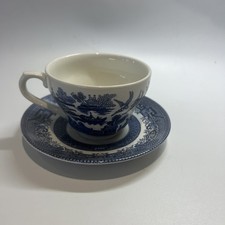 Churchill Willow Pattern Tea Cup Saucer Set of 4