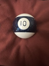 Vintage No. 10 Striped Blue White Pool Ball Billiard 2" Replacement O 