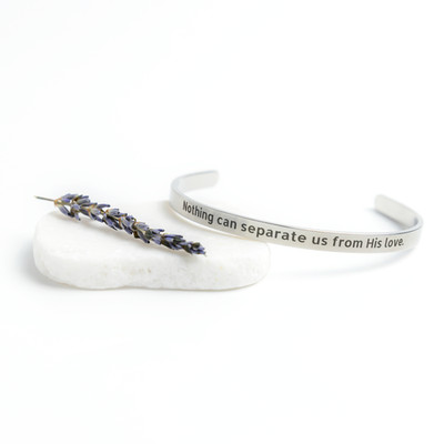 Romans 8:38 Cuff Bracelet, Nothing Can Separate Us From His Love, Christian Gift