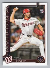 Cole Henry Rookie 2025 Topps Update Washington Nationals